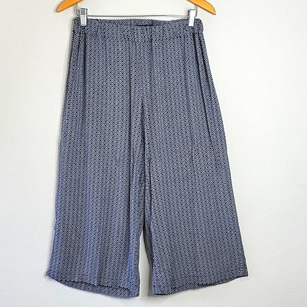 SIMPLY STYLED By Sears Black White Geometric Pattern Wide Leg Culottes